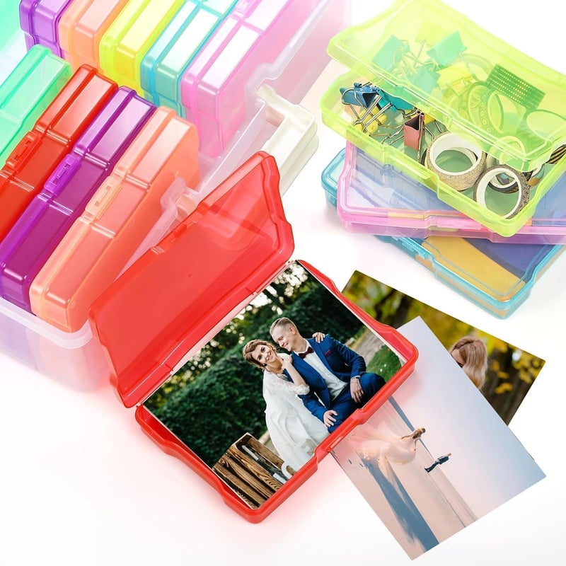 Haundry Photo Storage Box with 16 Inner 4" x 6" Photo Case, Portable Storage Organizer with Handle Craft Keeper for Picture, Stickers, Stamps, Screws, Hair Clips, Colored - Image 5
